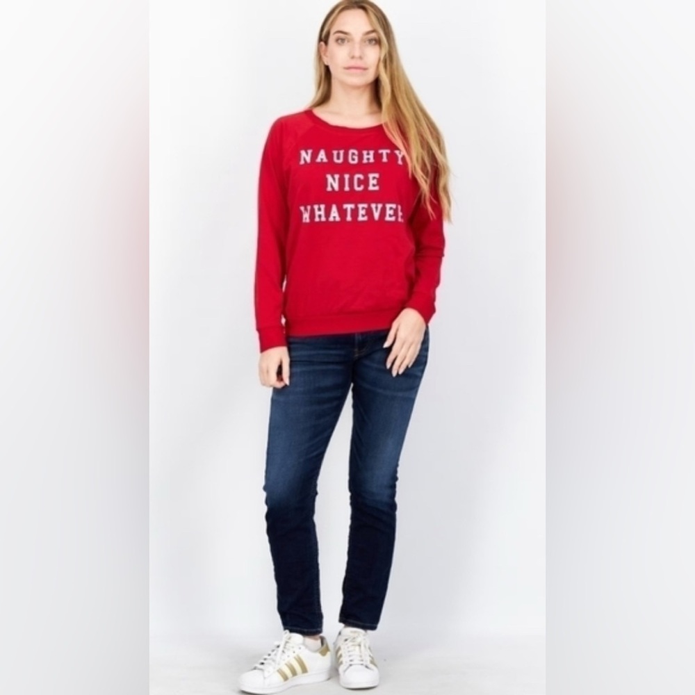 NWOT Prince Peter Collection Naughty Nice Whatever Christmas Crewneck In Red